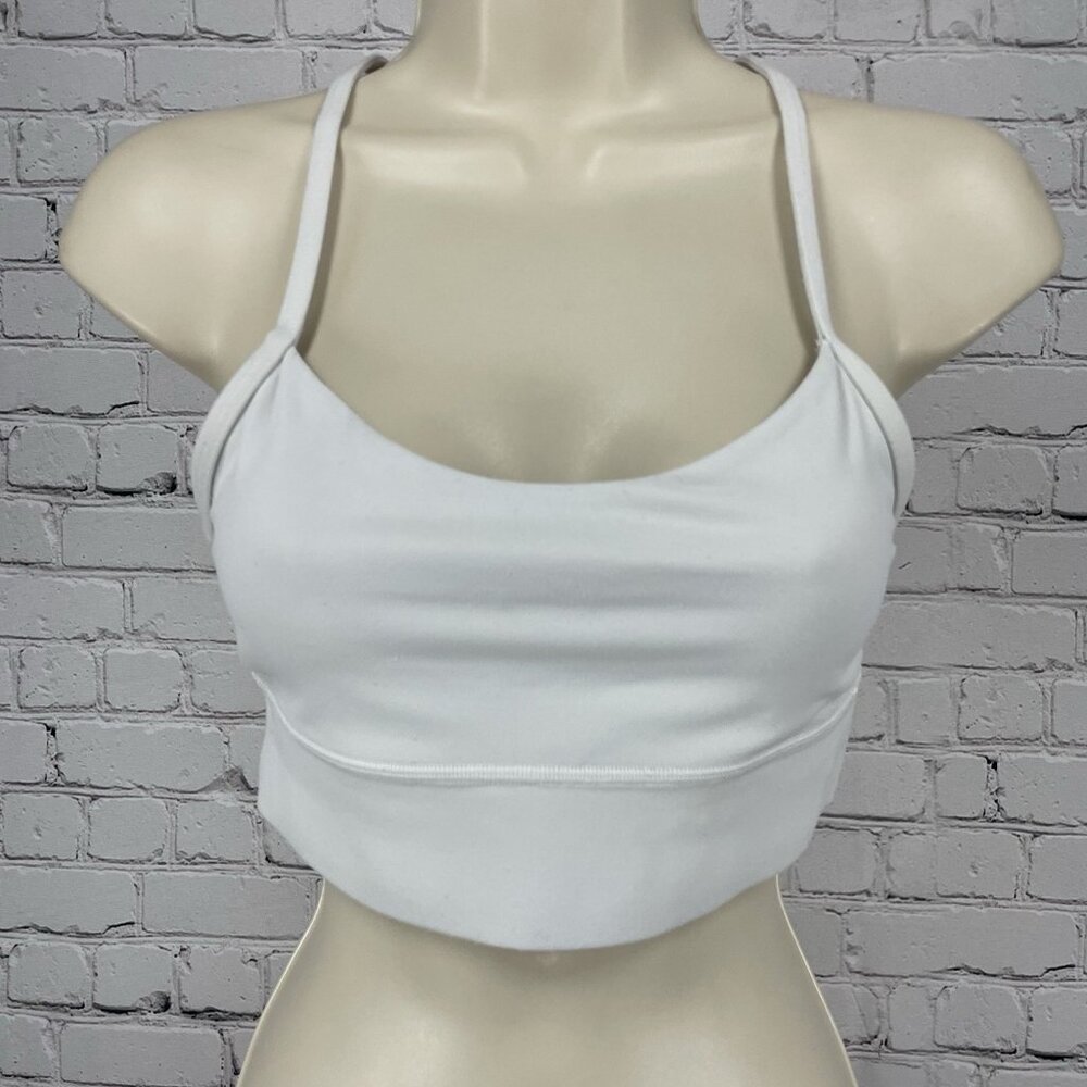Lululemon Off White Stretch Unpadded Lined Racerback Sports Bra Size 6